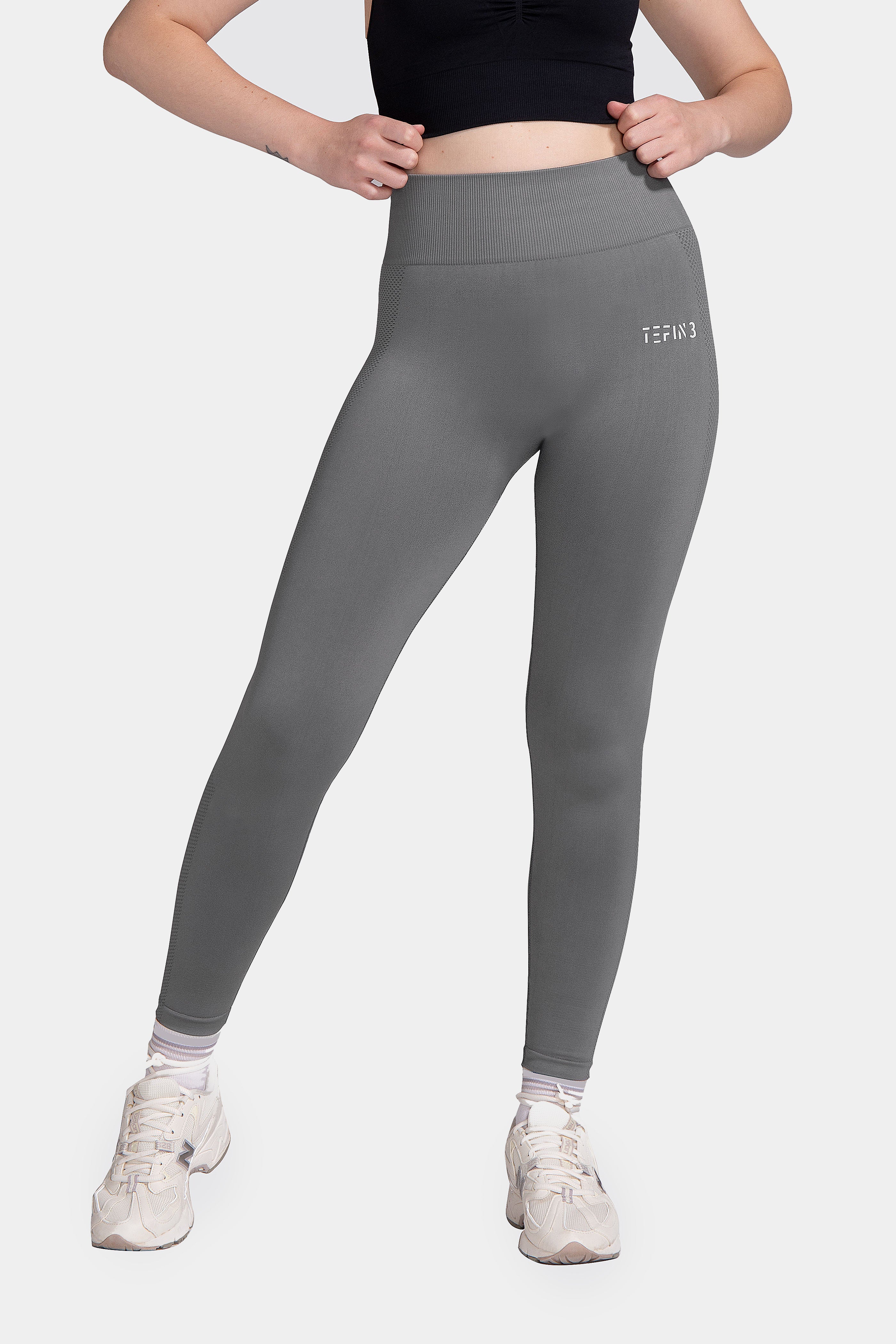 TEFIN3 Comfy Seamless Grey - Women Workout Leggings