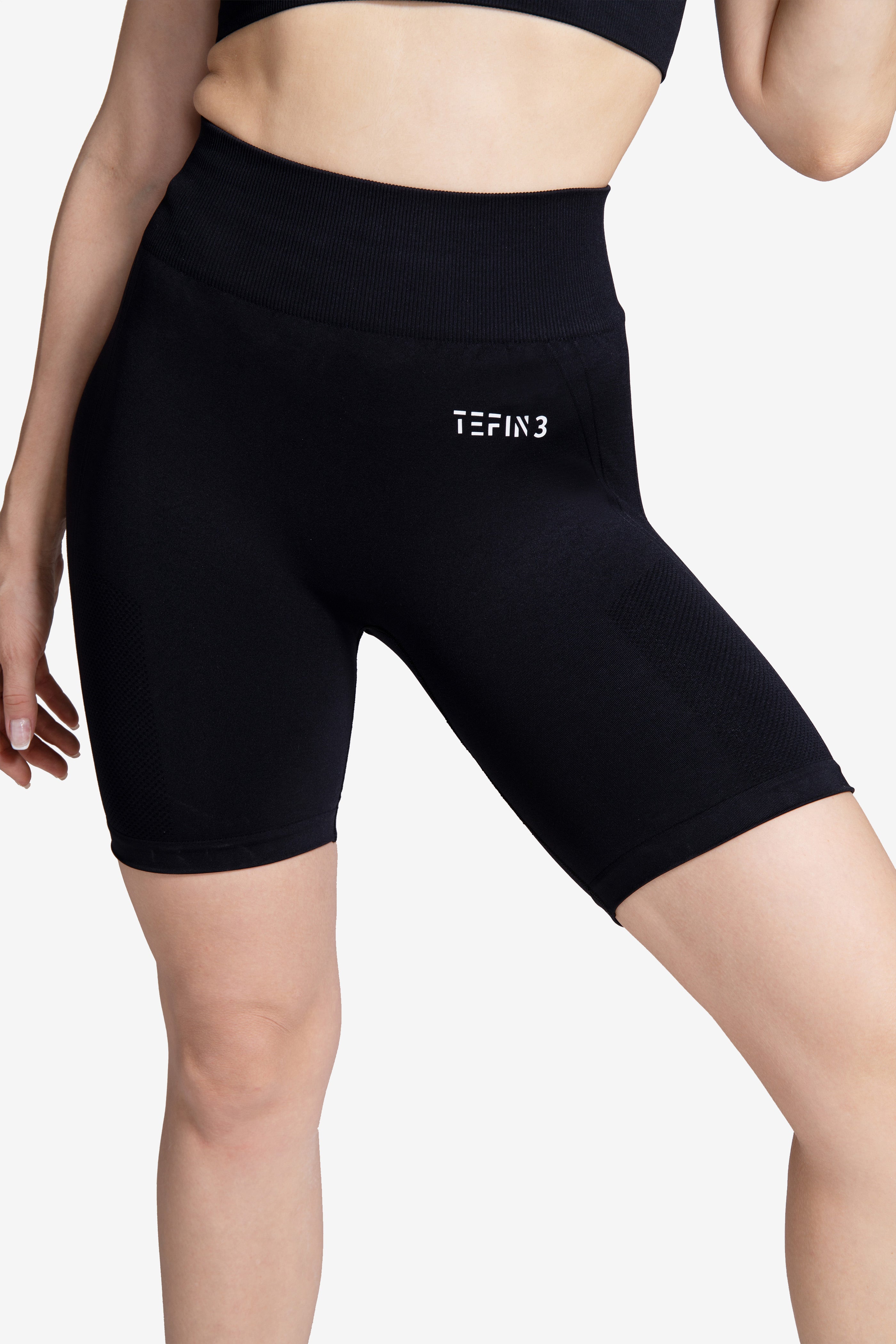 Shorts Workout TEFIN3 Black Comfy Seamless Women